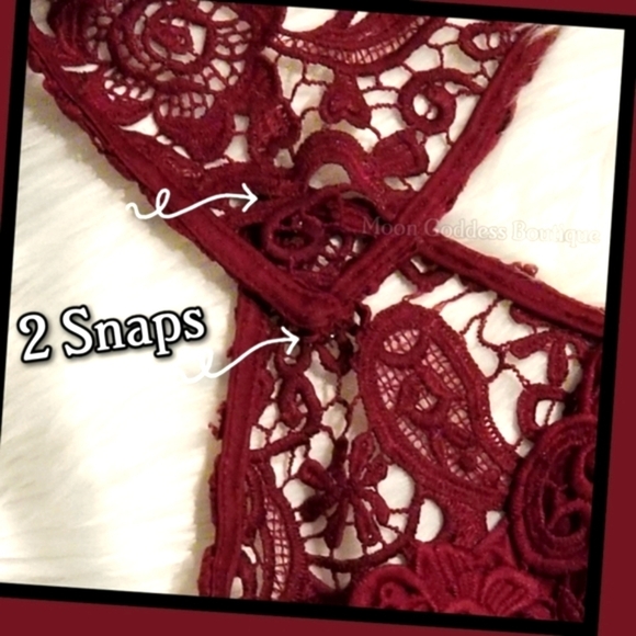 Lulus ✦ Burgundy Lace Skater Dress ✦ Crocheted Bodice w/ Chiffon Open-Back Skirt - Picture 5 of 16